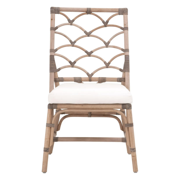Essentials For Living Crescent Dining Chair ~ Matte Gray Rattan, Blanche, Matte Gray Binding