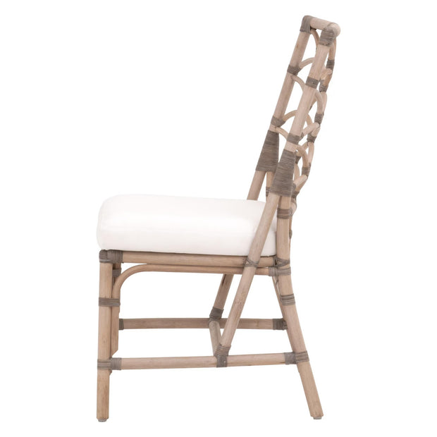 Essentials For Living Crescent Dining Chair ~ Matte Gray Rattan, Blanche, Matte Gray Binding