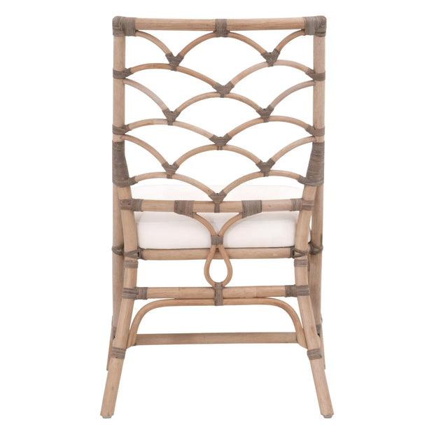 Essentials For Living Crescent Dining Chair ~ Matte Gray Rattan, Blanche, Matte Gray Binding