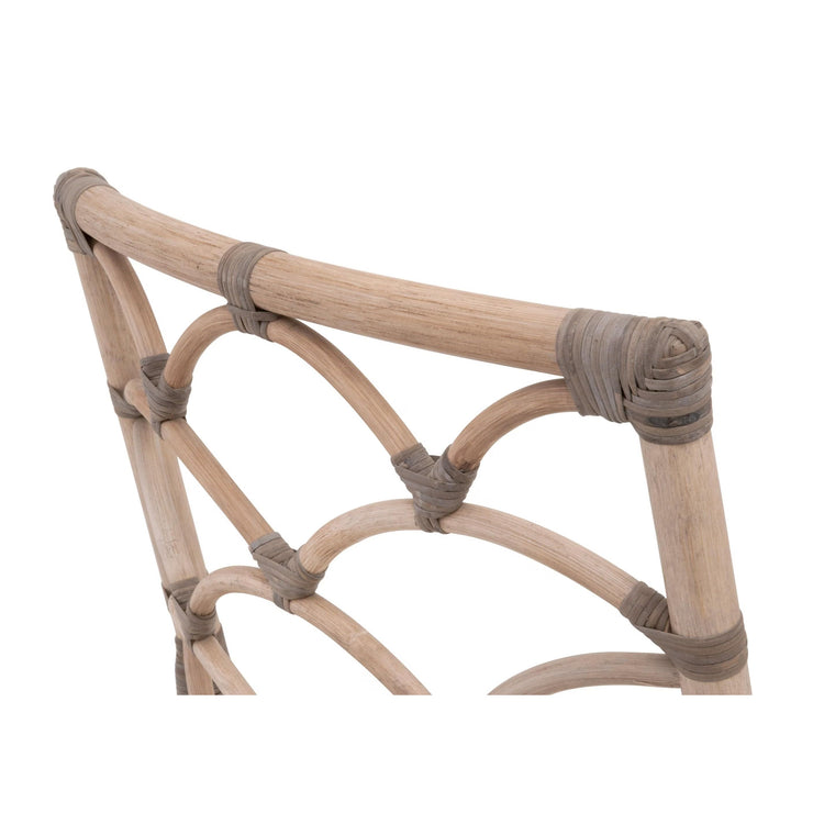 Essentials For Living Crescent Dining Chair ~ Matte Gray Rattan, Blanche, Matte Gray Binding