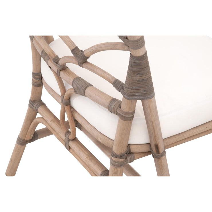 Essentials For Living Crescent Dining Chair ~ Matte Gray Rattan, Blanche, Matte Gray Binding