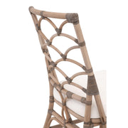 Essentials For Living Crescent Dining Chair ~ Matte Gray Rattan, Blanche, Matte Gray Binding