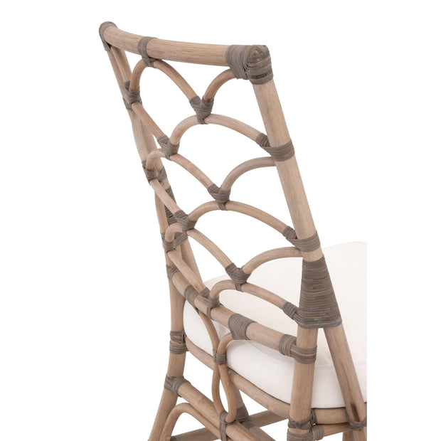 Essentials For Living Crescent Dining Chair ~ Matte Gray Rattan, Blanche, Matte Gray Binding