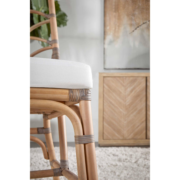 Essentials For Living Crescent Dining Chair ~ Matte Gray Rattan, Blanche, Matte Gray Binding