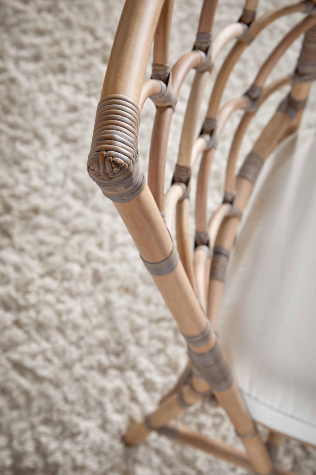 Essentials For Living Crescent Dining Chair ~ Matte Gray Rattan, Blanche, Matte Gray Binding