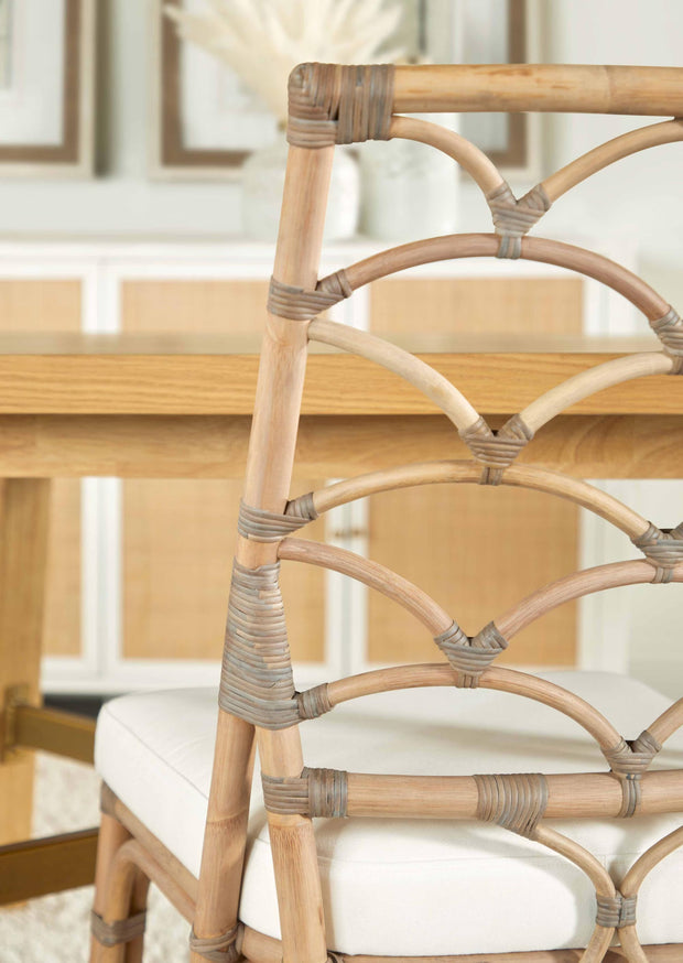 Essentials For Living Crescent Dining Chair ~ Matte Gray Rattan, Blanche, Matte Gray Binding