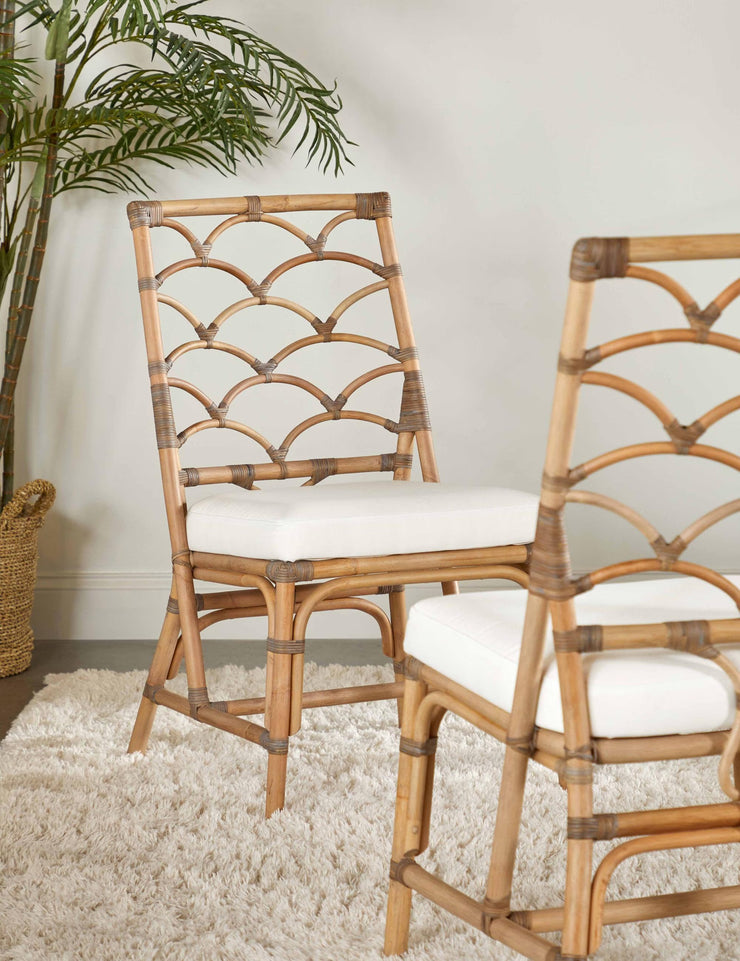 Essentials For Living Crescent Dining Chair ~ Matte Gray Rattan, Blanche, Matte Gray Binding