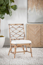 Essentials For Living Crescent Dining Chair ~ Matte Gray Rattan, Blanche, Matte Gray Binding