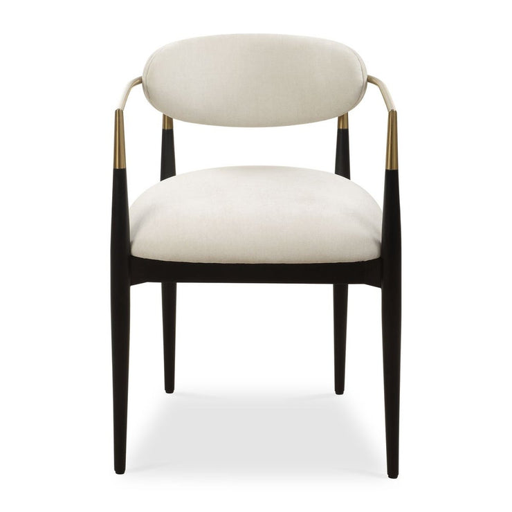 Uttermost Moxie Off-White Velvet Dining Chair With Matte Black Wood and Brushed Brass