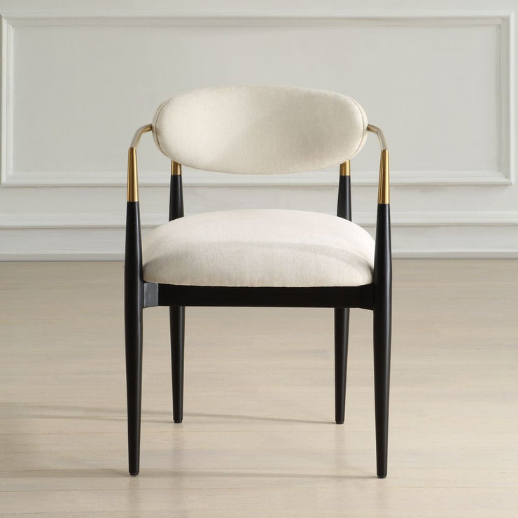 Uttermost Moxie Off-White Velvet Dining Chair With Matte Black Wood and Brushed Brass