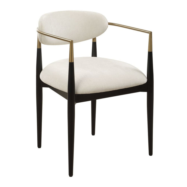 Uttermost Moxie Off-White Velvet Dining Chair With Matte Black Wood and Brushed Brass