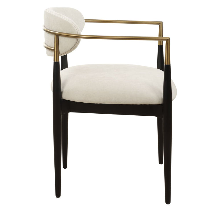 Uttermost Moxie Off-White Velvet Dining Chair With Matte Black Wood and Brushed Brass