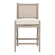 Essentials For Living Leone Counter Stool ~ LiveSmart Gellar Linen, Natural Gray Oak, Cane