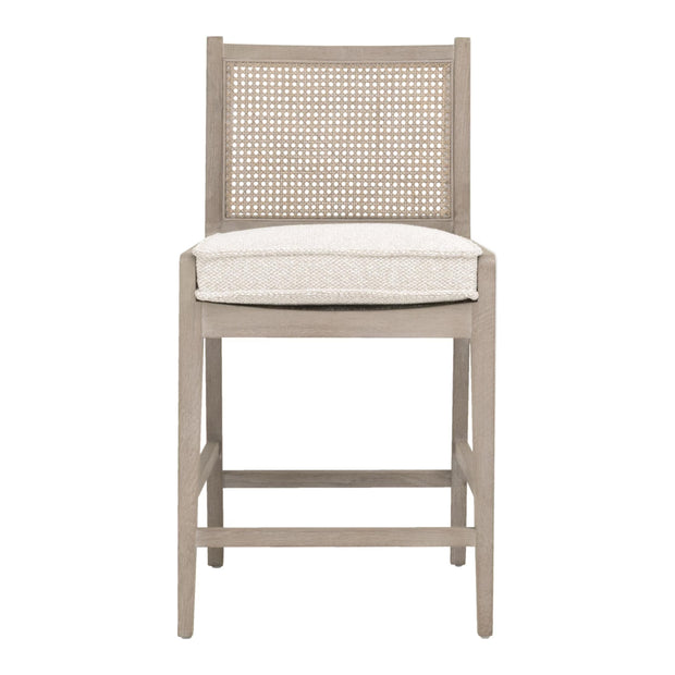 Essentials For Living Leone Counter Stool ~ LiveSmart Gellar Linen, Natural Gray Oak, Cane