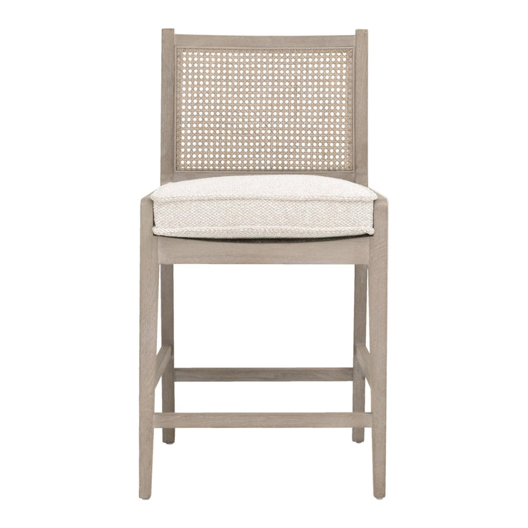 Essentials For Living Leone Counter Stool ~ LiveSmart Gellar Linen, Natural Gray Oak, Cane