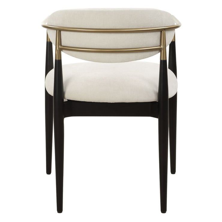 Uttermost Moxie Off-White Velvet Dining Chair With Matte Black Wood and Brushed Brass