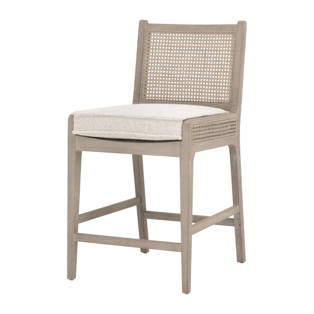 Essentials For Living Leone Counter Stool ~ LiveSmart Gellar Linen, Natural Gray Oak, Cane
