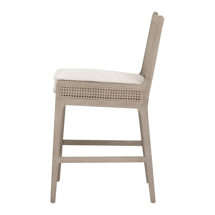 Essentials For Living Leone Counter Stool ~ LiveSmart Gellar Linen, Natural Gray Oak, Cane