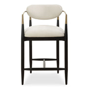 Uttermost Moxie Off-White Velvet Counter Stool With Matte Black Wood and Brushed Brass Frame