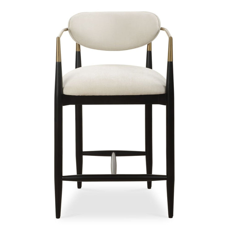 Uttermost Moxie Off-White Velvet Counter Stool With Matte Black Wood and Brushed Brass Frame