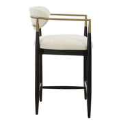 Uttermost Moxie Off-White Velvet Counter Stool With Matte Black Wood and Brushed Brass Frame