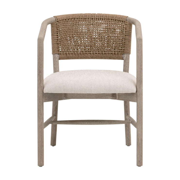 Essentials For Living Juxaposition Accent Chair~ Bisque, Natural Gray Oak, Jute Twine