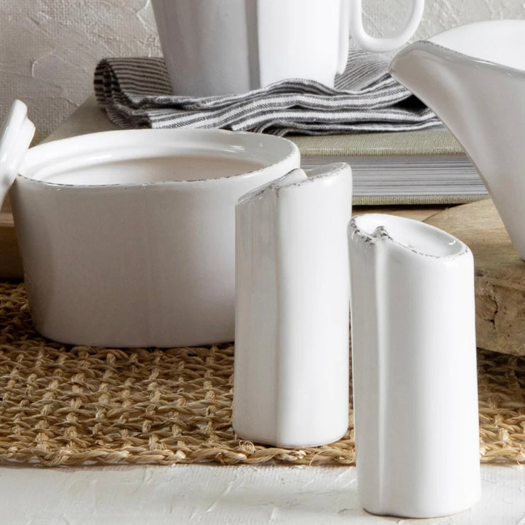 Vietri Lastra White Salt and Pepper ~ Handcrafted Italian Stoneware