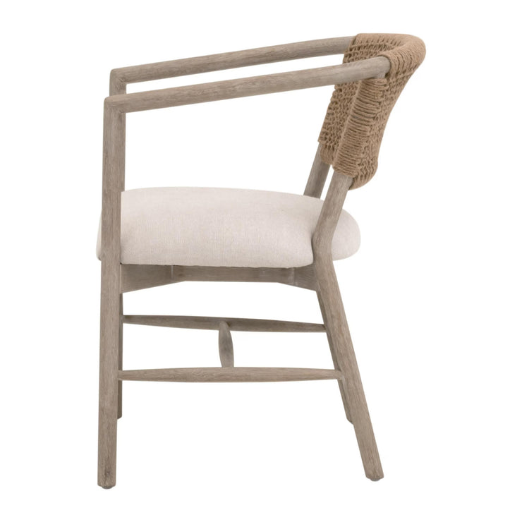 Essentials For Living Juxaposition Accent Chair~ Bisque, Natural Gray Oak, Jute Twine