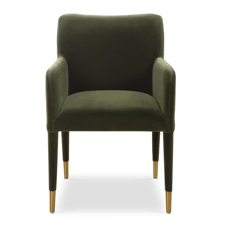 Uttermost Conifer Moss Green Velvet Modern Dining Armchair