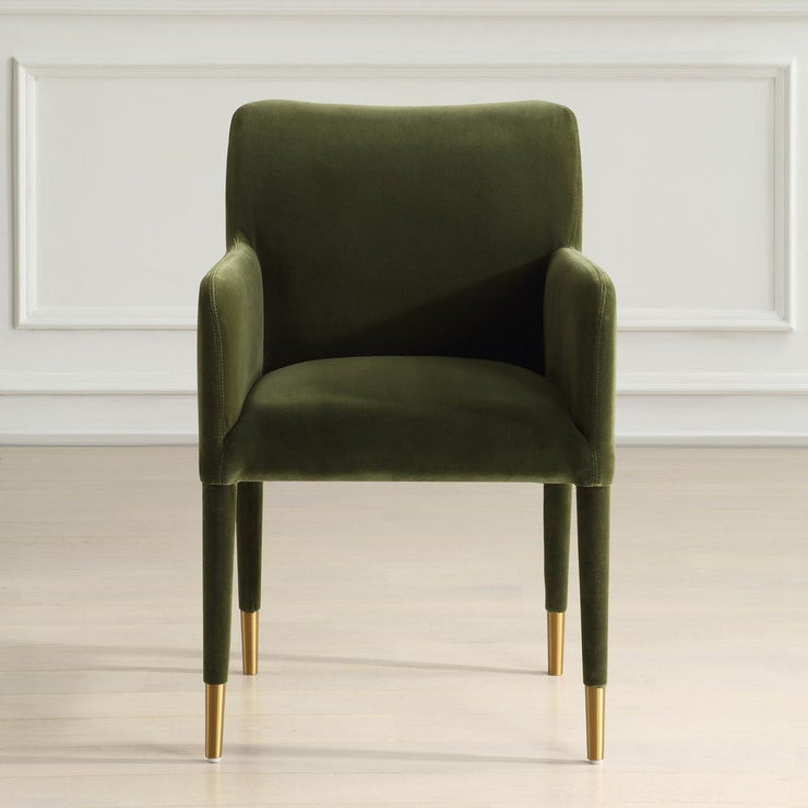 Uttermost Conifer Moss Green Velvet Modern Dining Armchair