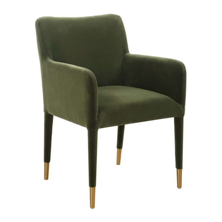 Uttermost Conifer Moss Green Velvet Modern Dining Armchair