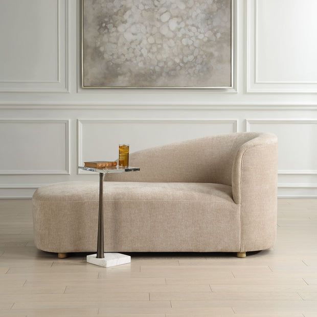 Uttermost Fae Flax-Toned Crosshatched Velvet Chaise Lounge