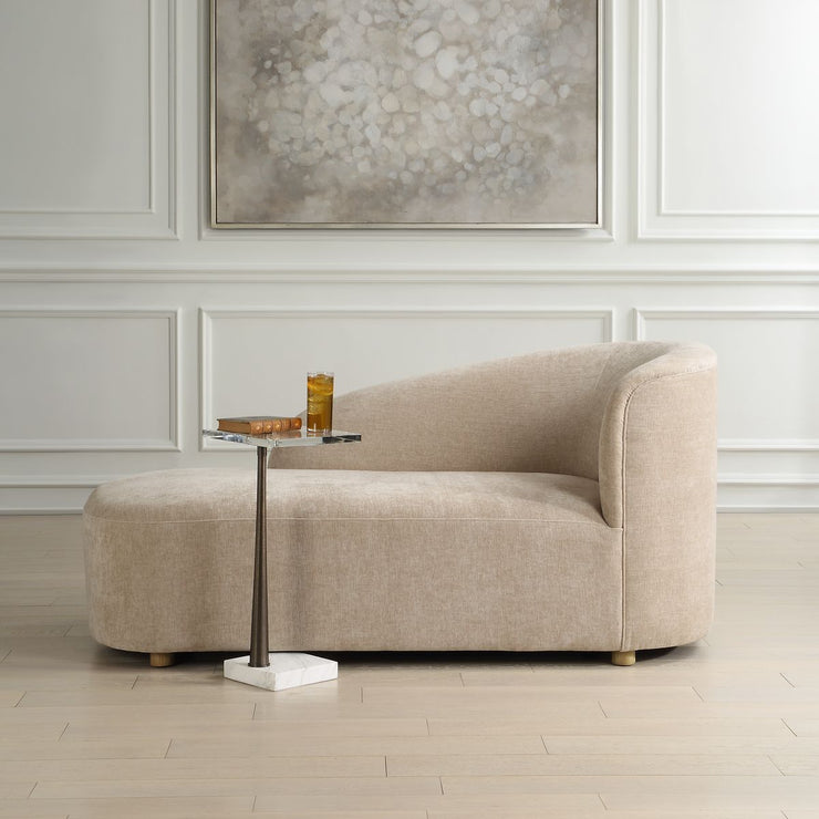 Uttermost Fae Flax-Toned Crosshatched Velvet Chaise Lounge