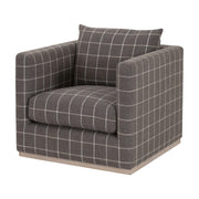 Essentials For Living Siena Plinth Base Sofa Chair ~ Performance Windowpane Steel, Natural Gray Oak