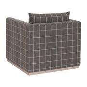 Essentials For Living Siena Plinth Base Sofa Chair ~ Performance Windowpane Steel, Natural Gray Oak