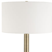 Uttermost Hudson Gold and Travertine Floor Lamp With White Linen Shade