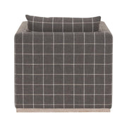 Essentials For Living Siena Plinth Base Sofa Chair ~ Performance Windowpane Steel, Natural Gray Oak