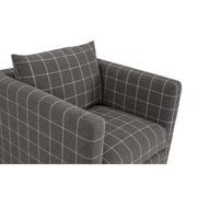 Essentials For Living Siena Plinth Base Sofa Chair ~ Performance Windowpane Steel, Natural Gray Oak