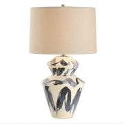 Uttermost Oranda Blue Abstract Pattern Table Lamp With Off-White Linen Shade