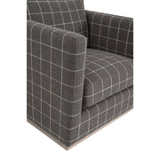 Essentials For Living Siena Plinth Base Sofa Chair ~ Performance Windowpane Steel, Natural Gray Oak