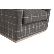 Essentials For Living Siena Plinth Base Sofa Chair ~ Performance Windowpane Steel, Natural Gray Oak