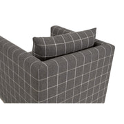 Essentials For Living Siena Plinth Base Sofa Chair ~ Performance Windowpane Steel, Natural Gray Oak