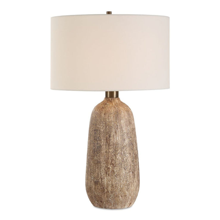 Uttermost Napier Earthy Toned Ceramic Base Table Lamp With White Linen Shade