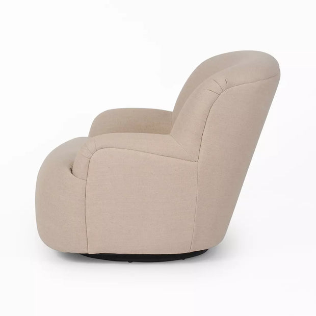 Four Hands Kadon Swivel Chair ~ Antwerp Taupe Upholstered Faux Shearling Performance Fabric