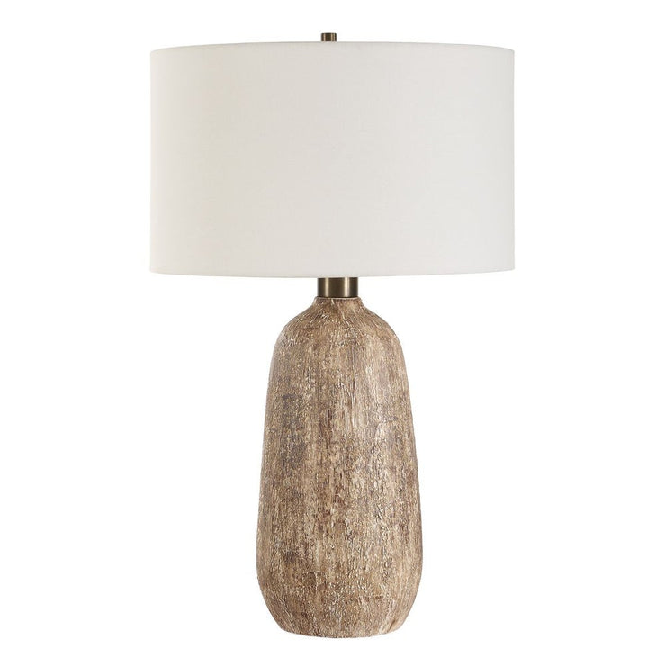 Uttermost Napier Earthy Toned Ceramic Base Table Lamp With White Linen Shade