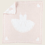 Barefoot Dreams CozyChic Pink and White Tutu Scalloped Receiving Baby Blanket
