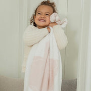 Barefoot Dreams CozyChic Pink and White Tutu Scalloped Receiving Baby Blanket