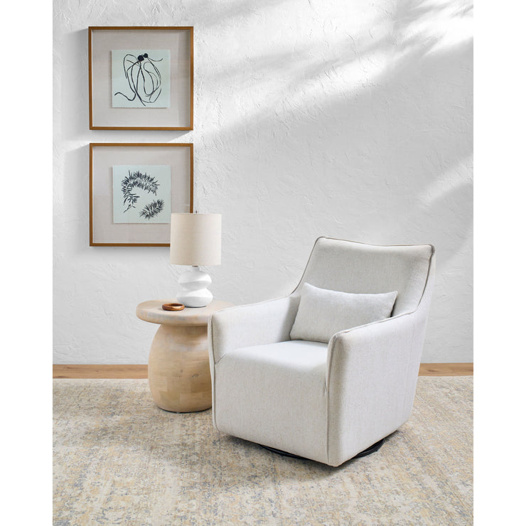 Surya Hudson Modern Ivory Swivel Armchair with Accent Pillow