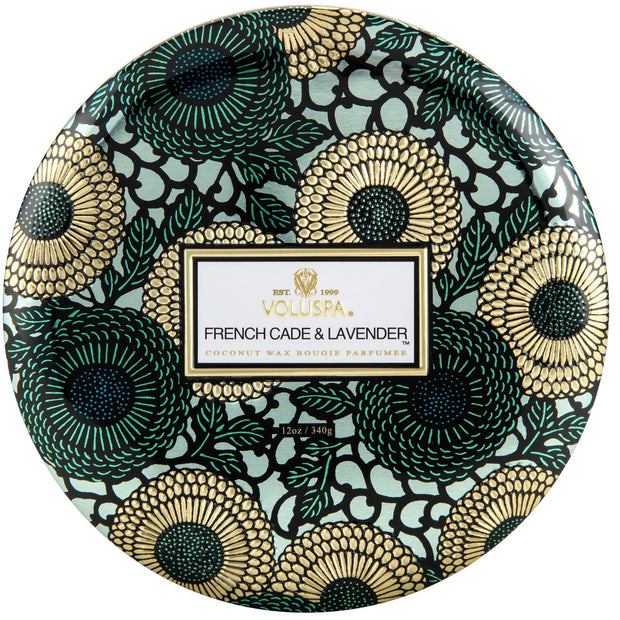 Voluspa French Cade Lavender 3 Wick Tin Candle
