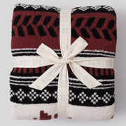 Barefoot Dreams CozyChic Fair Isle Throw Blanket ~ Crimson
